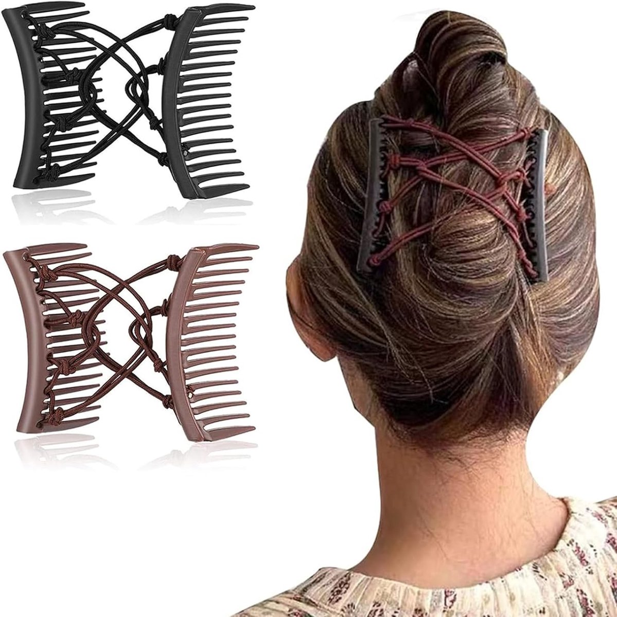 Magische Haarkam - Meerkleurig - Elastische Haarkam voor Dames - Dubbele Kam voor Diverse Kapsels