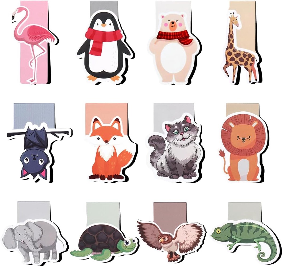 Magnetische boekenleggers voor kinderen - 12 dieren ontwerpen - dubbelzijdig bedrukt - ShopVlot