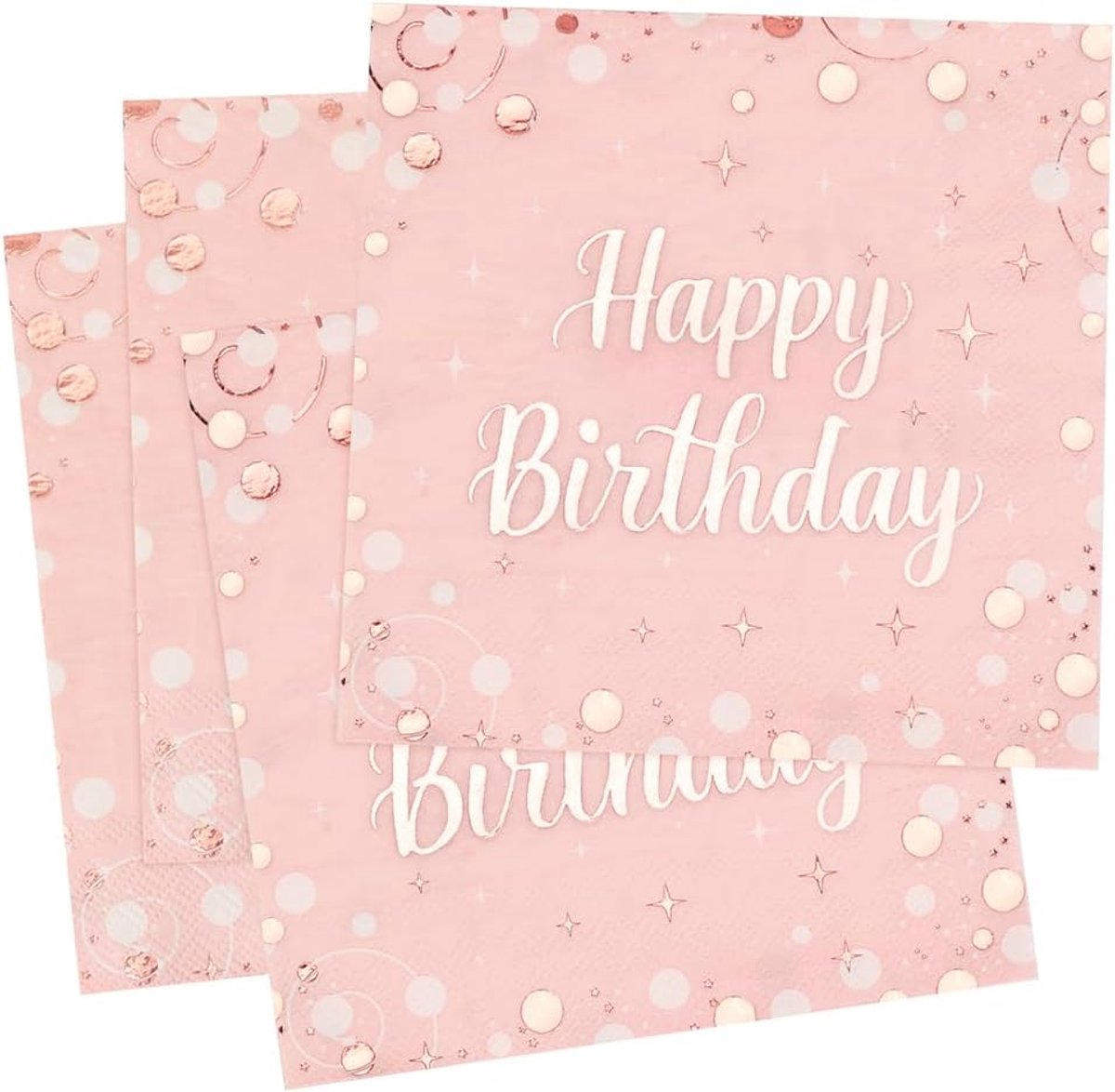 Papieren Servetten Happy Birthday Roze - 30 Stuks - 3 Laags - Perfect voor Verjaardagsfeest - ShopVlot