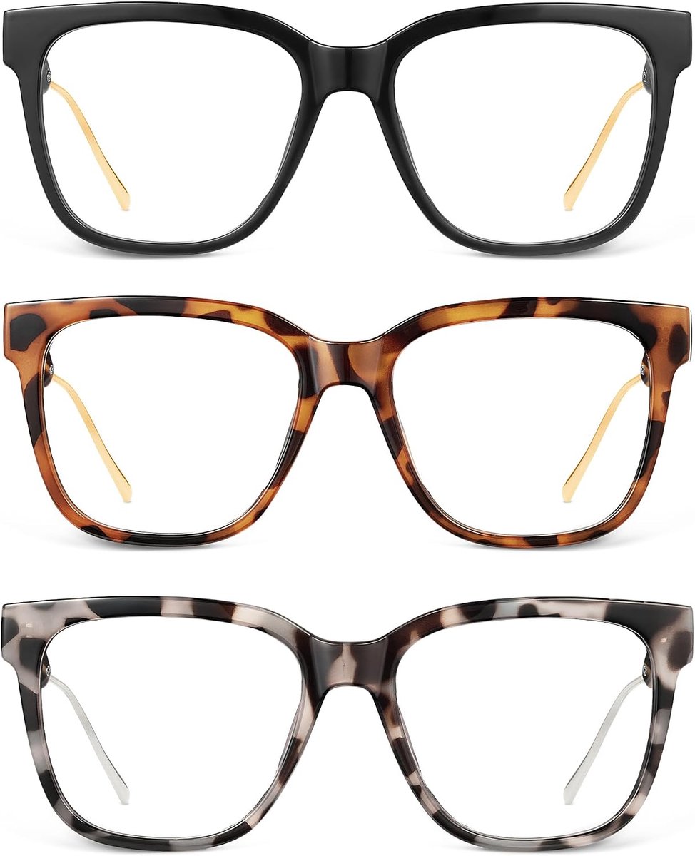 Leesspecs set van 3 - Retro oversized - Anti-blauw licht - Perfect voor dagelijks gebruik - ShopVlot