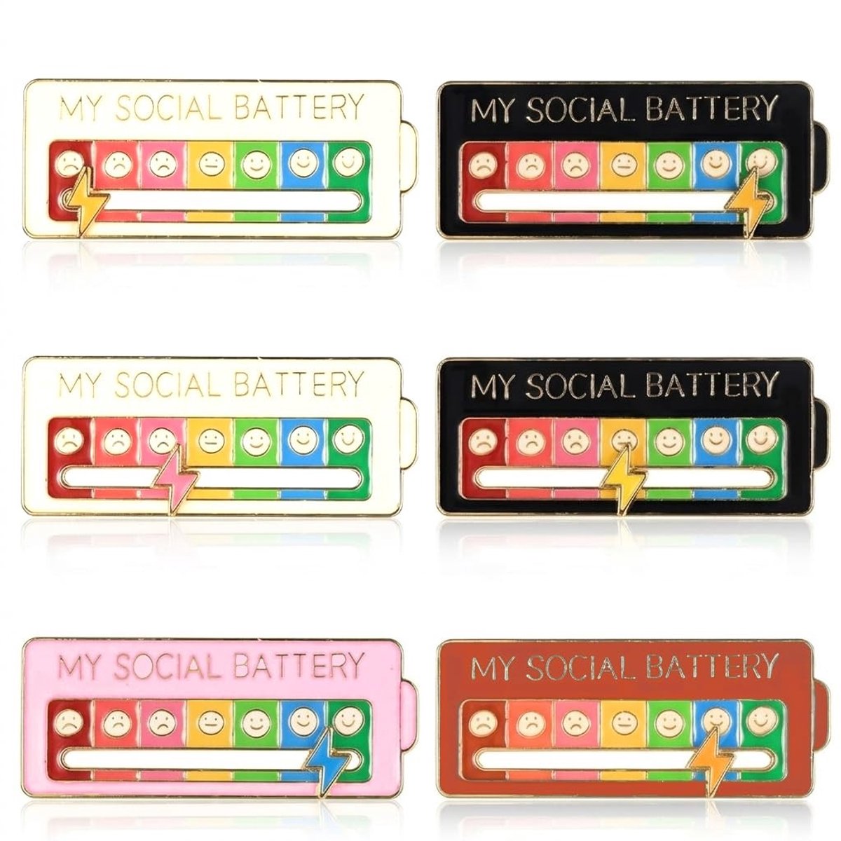 Solidchoice - My Social Battery Pins Set van 6 voor Stemmingscommunicatie