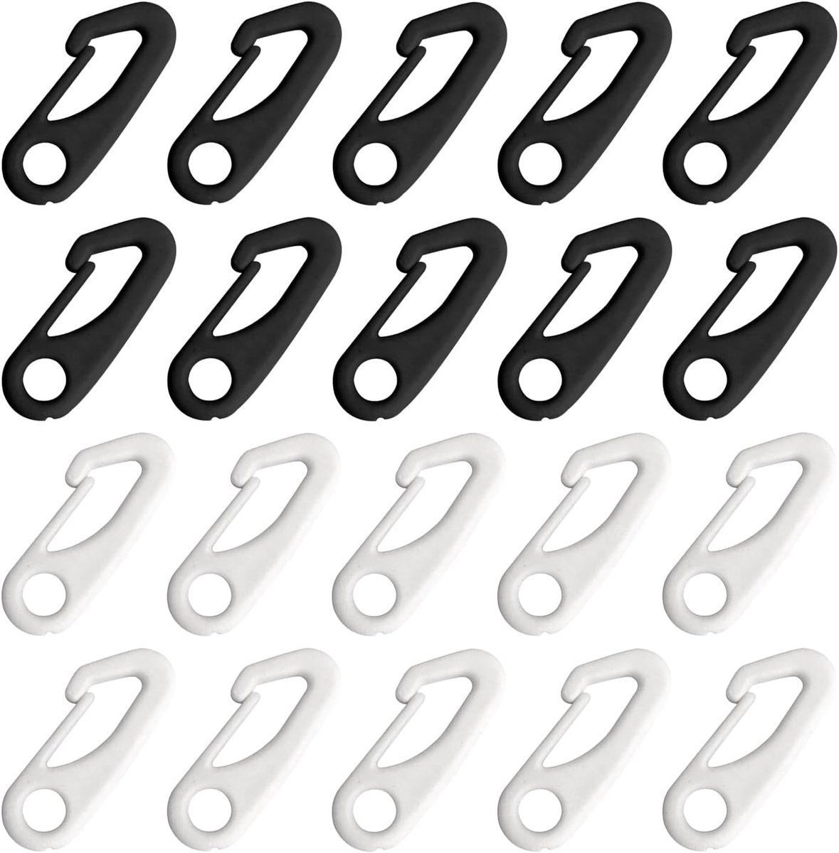 Flagpole clamps 20 stuks - zwart en wit - nylon winddicht - voor bevestigen van vlaggen en touwen - ShopVlot