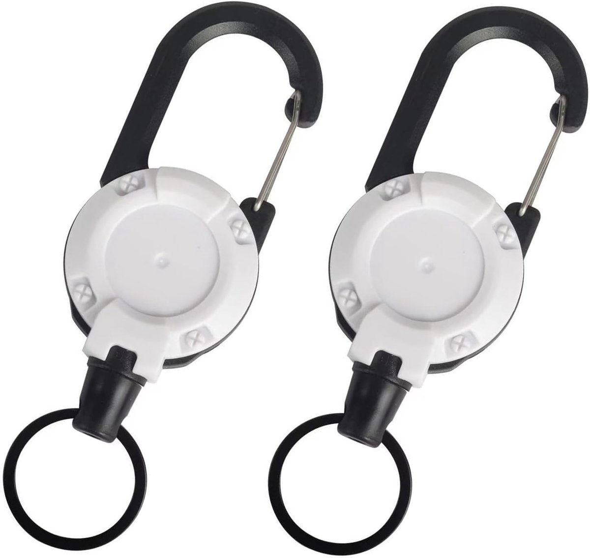 Retractable sleutelhanger met karabijnhaak - set van 2 - rubber gecoat staal - ideaal voor tangle-vrije organisatie - ShopVlot