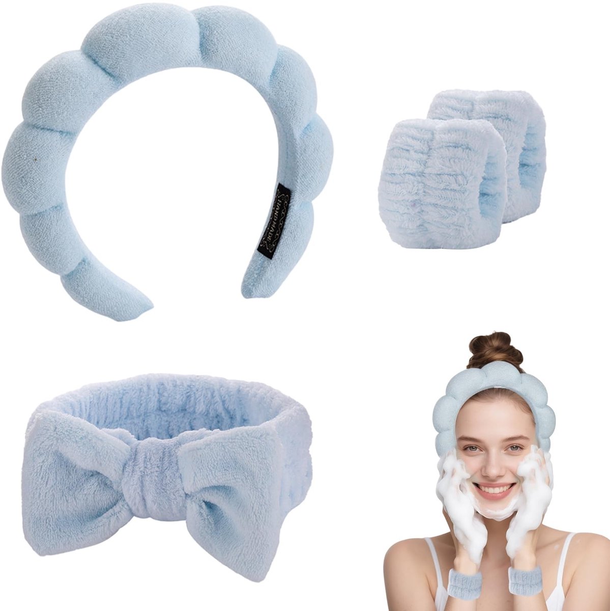 Spa Hoofdband Set - Gezichtsverzorging Accessoires - Make-up en Reiniging - Zacht en Absorberend - 4 Delig