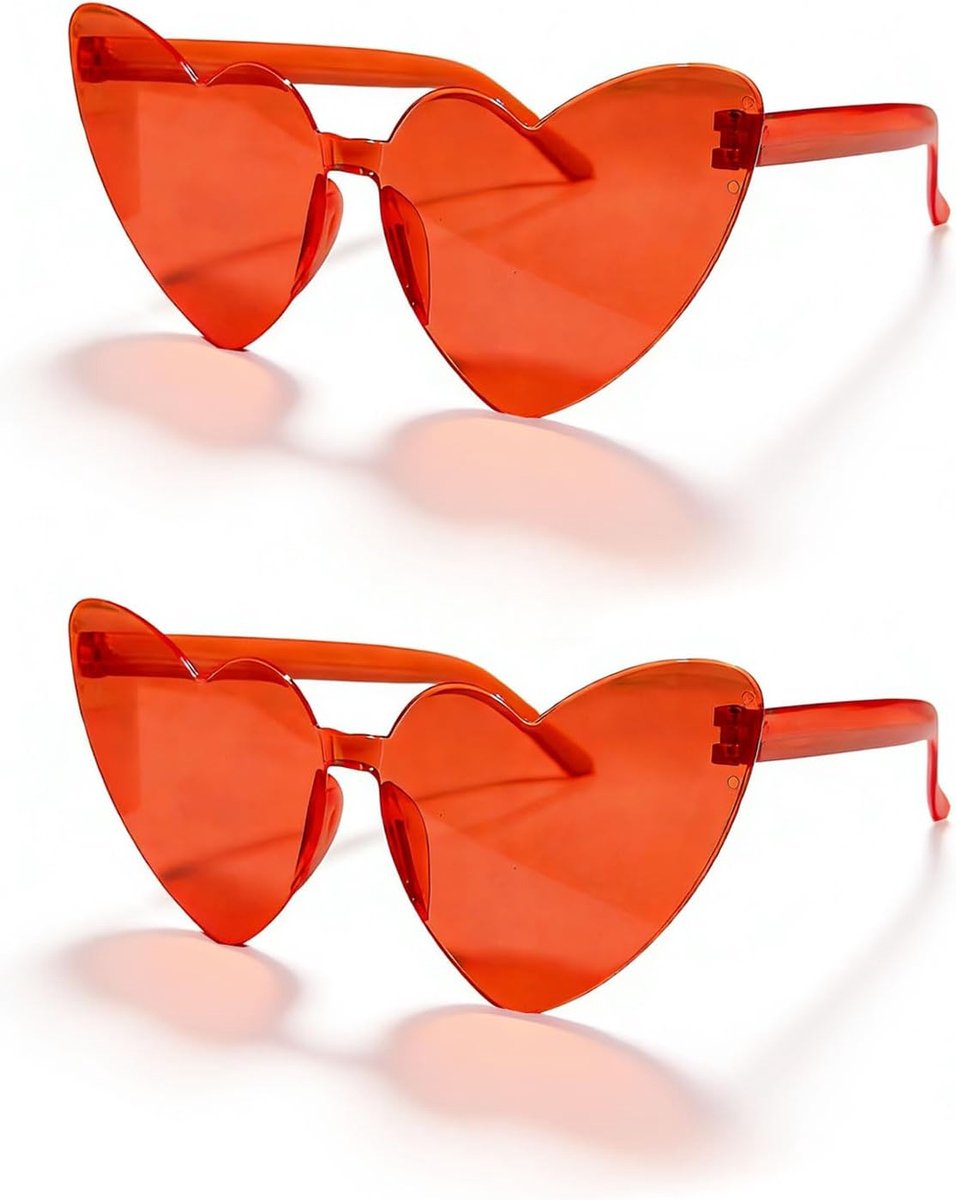 Zonnebril hartvormig - oranje-rood - oversized fashion - trendy accessoire voor vrouwen - ShopVlot