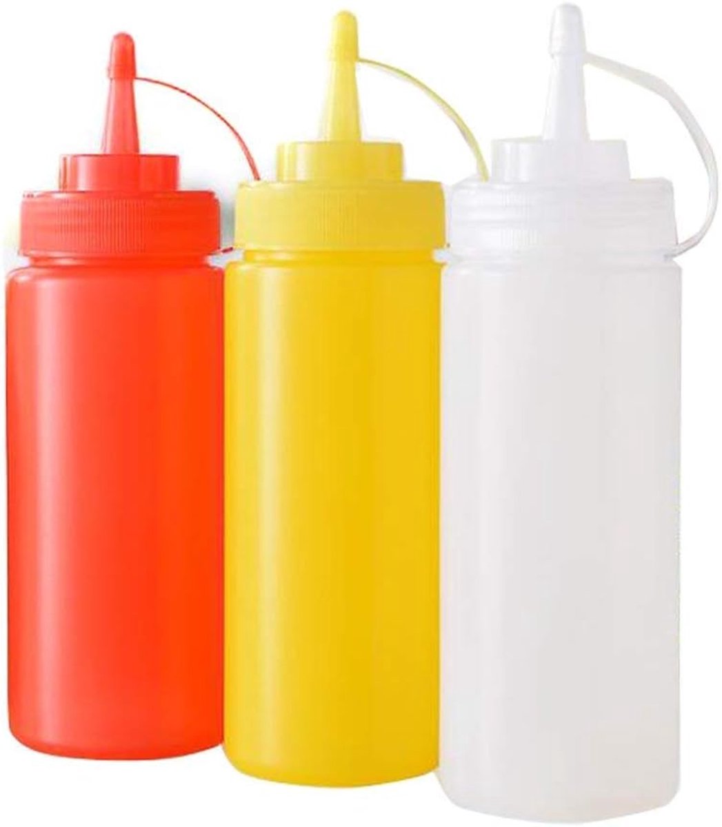 Squeeze fles 360ml - plastic - met draaideksel - ideaal voor sauzen - ShopVlot
