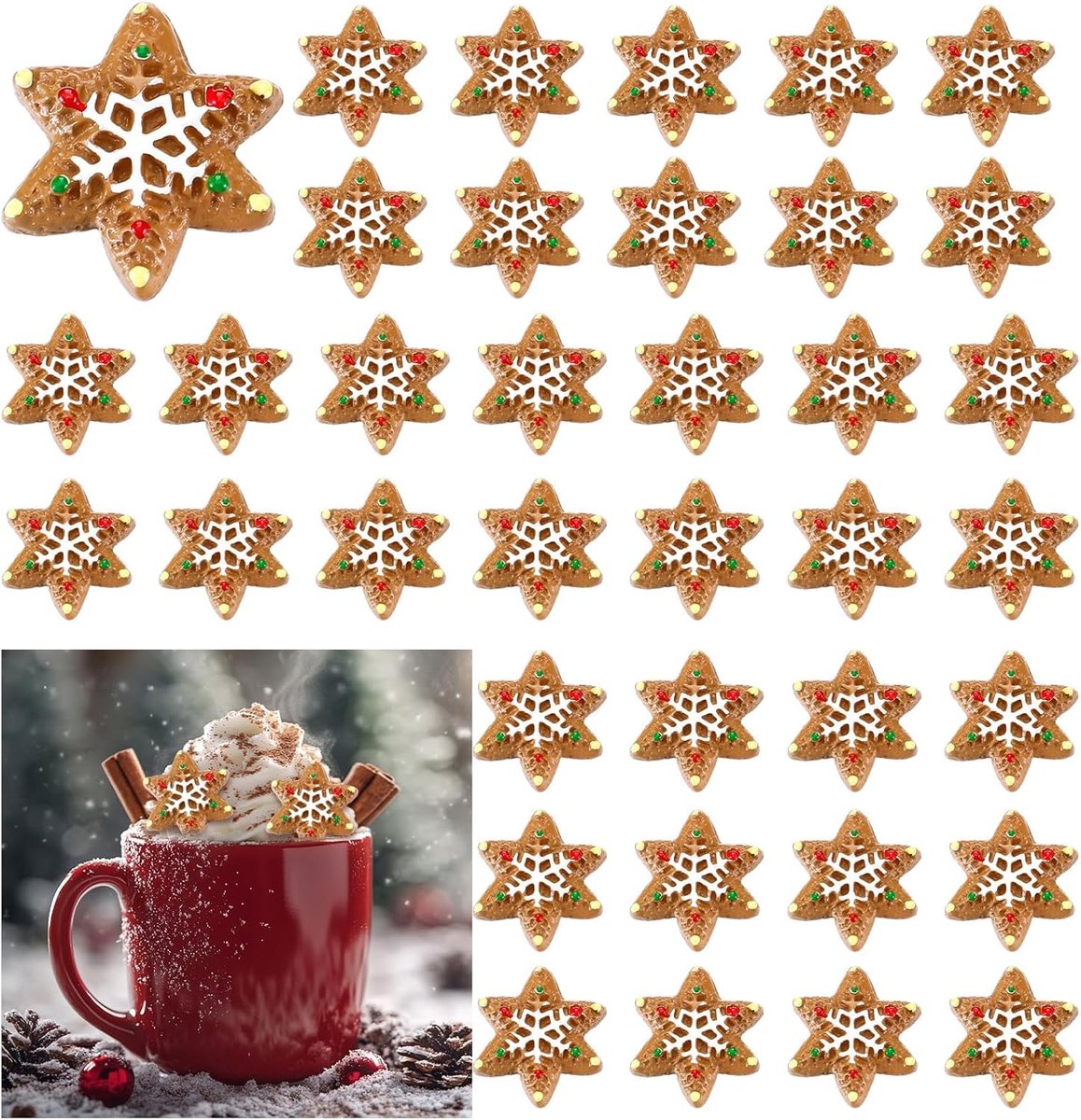 Mini kerstdecoraties 40 stuks - kleine harsfiguren - robuust en duurzaam - perfect voor DIY kerstdecoraties - ShopVlot