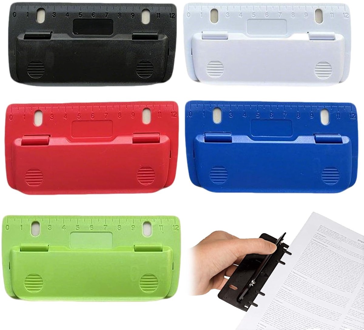 mini-zakperforators 5 stuks - compact ontwerp - heldere kleuren - ideaal voor school en kantoor - ShopVlot