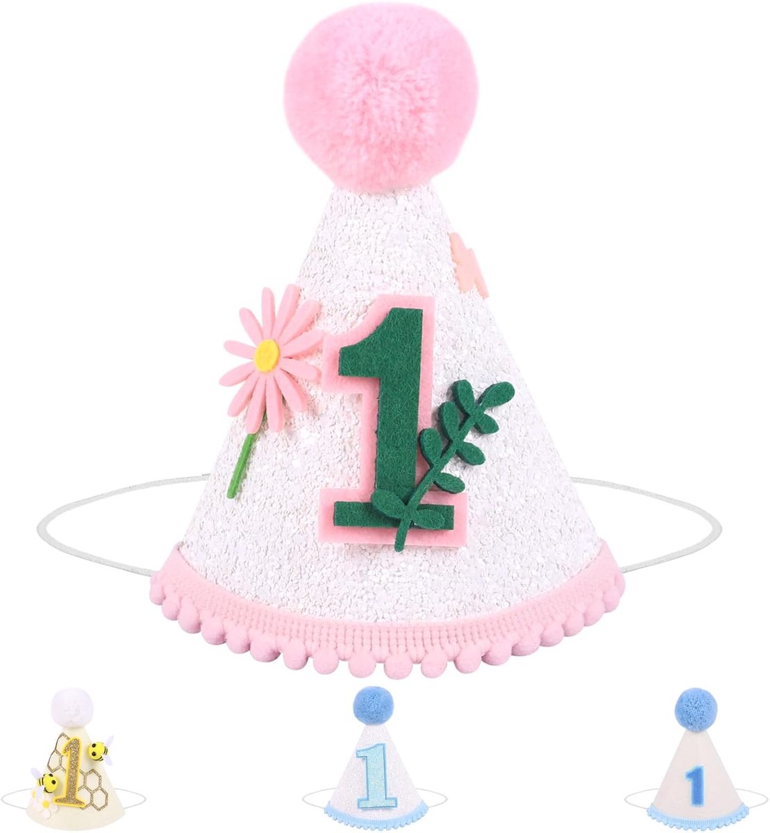 Verjaardagsmuts baby 1 jaar - feestelijke cone cap - decoratie voor jongens en meisjes - ShopVlot