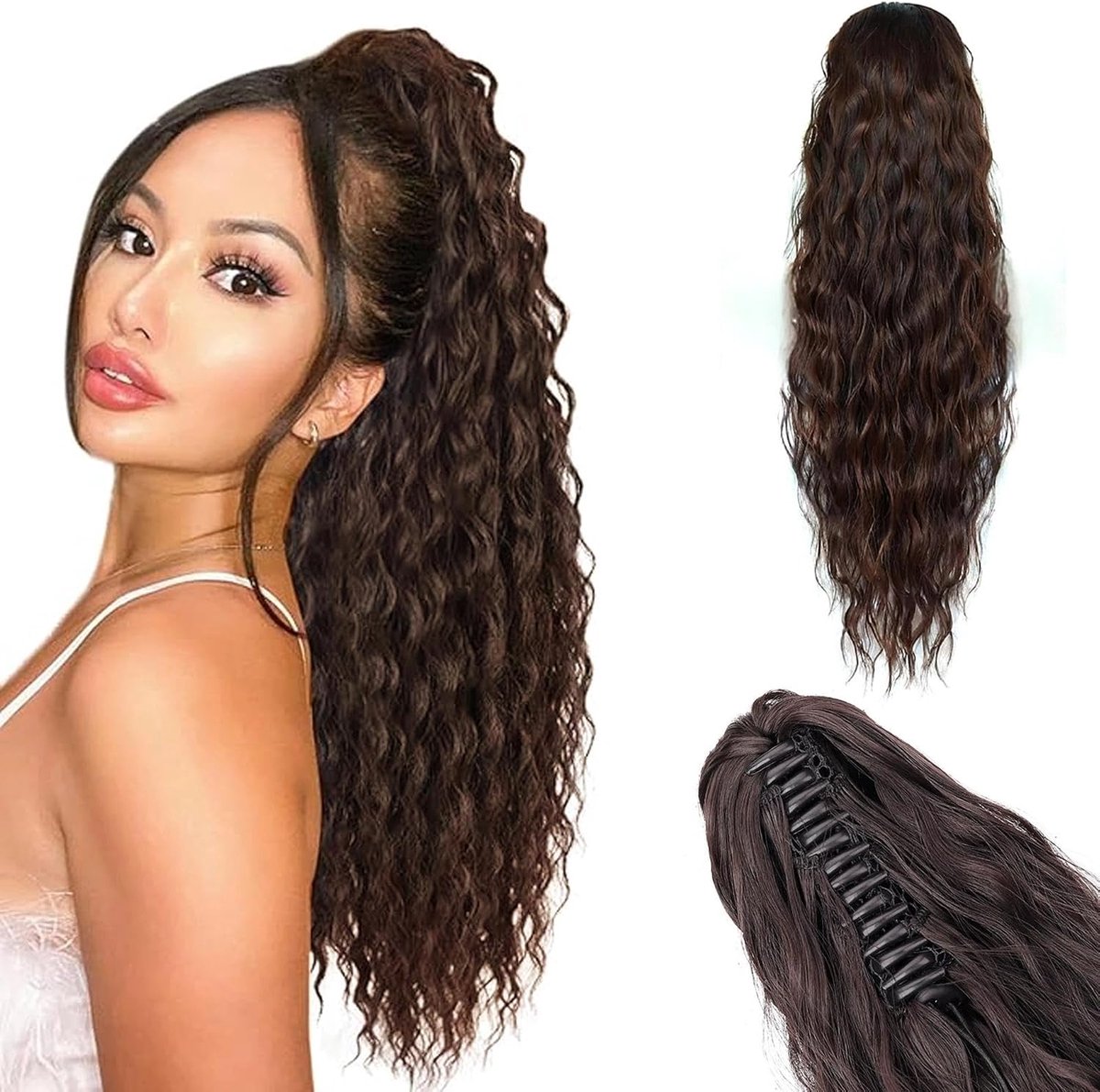 Ponytail Clip 50 cm - Krullend Haar - Natuurlijke uitstraling - Perfect voor dagelijks gebruik - ShopVlot