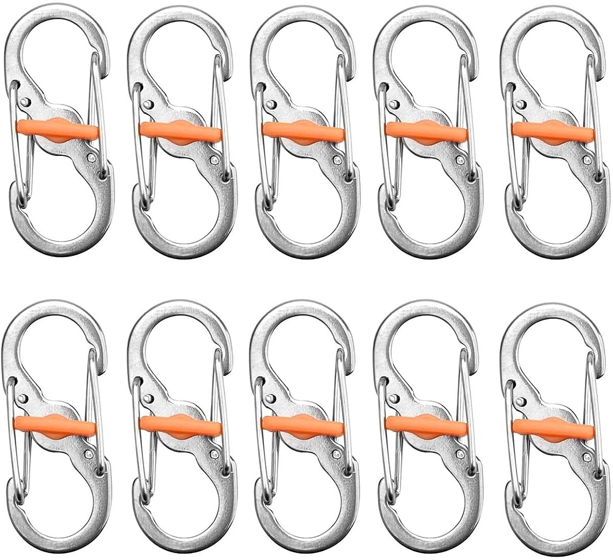 Solidchoice - Set van 10 S-Carabiner Haken voor Outdoor Activiteiten