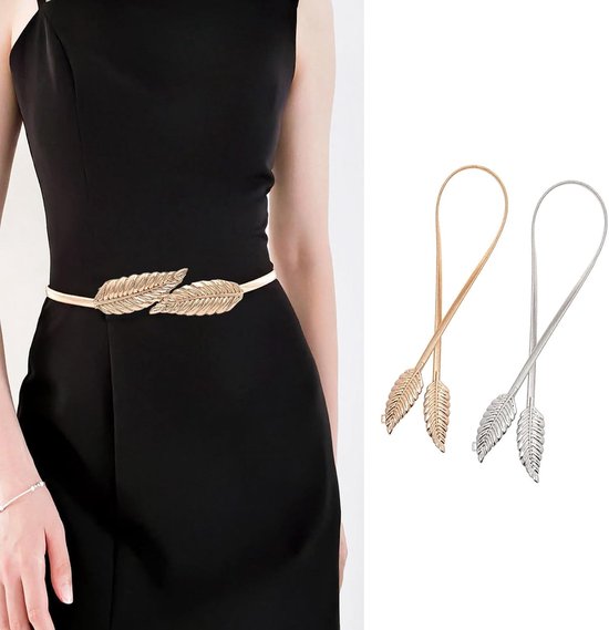 Stretchband dames - elastisch goud en zilver - bladeren design - perfect voor feesten - ShopVlot — afbeelding 4