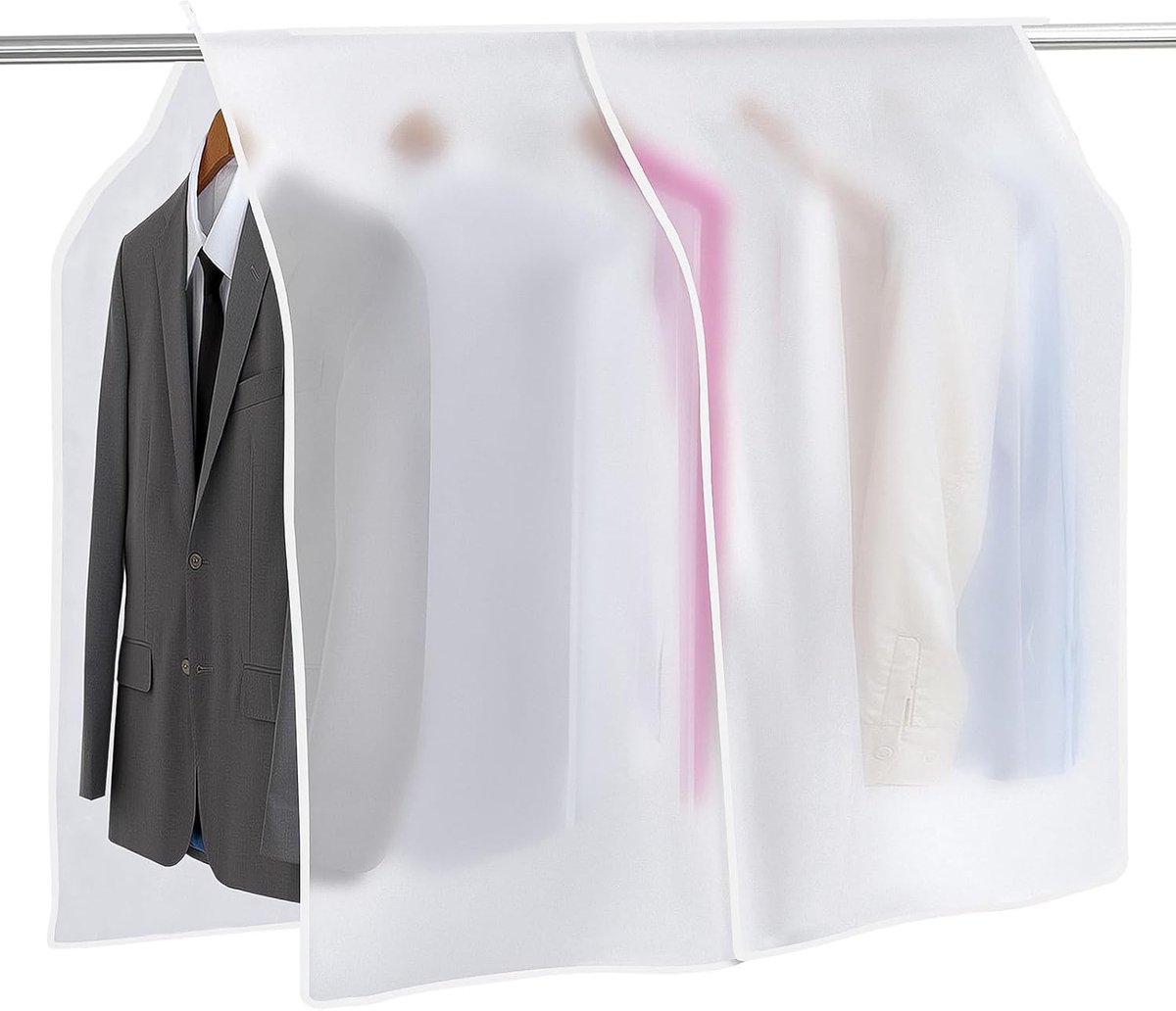 KZQ Waterdichte stofbeschermhoes voor kledingrek - Doorzichtige hangende kledinghoes - 150x120 cm - Geschikt voor pakken jassen en jurken - Beschermt tegen stof en vocht - Transparant