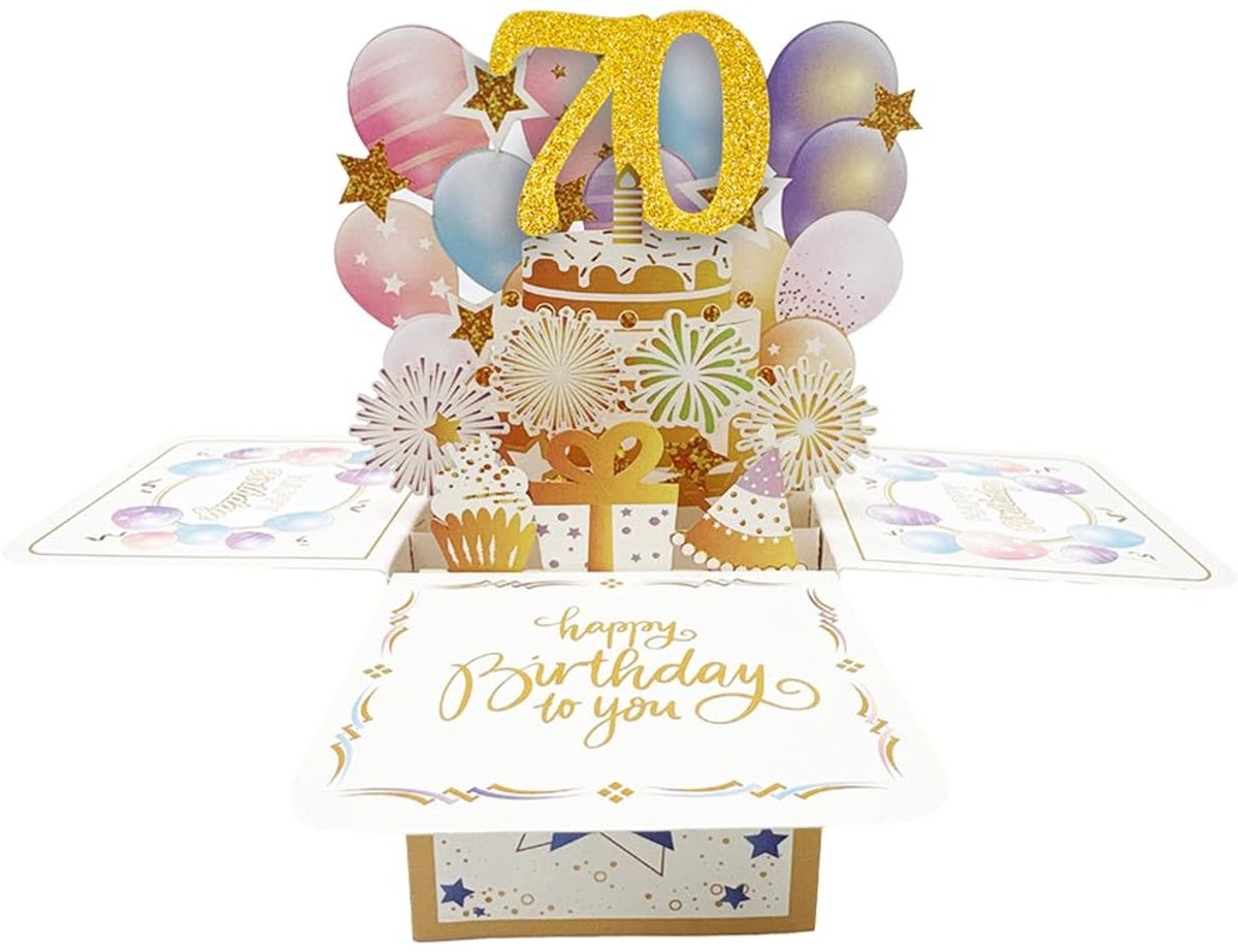 Solidchoice - 3D Pop-up Verjaardagskaart voor 70e Verjaardag