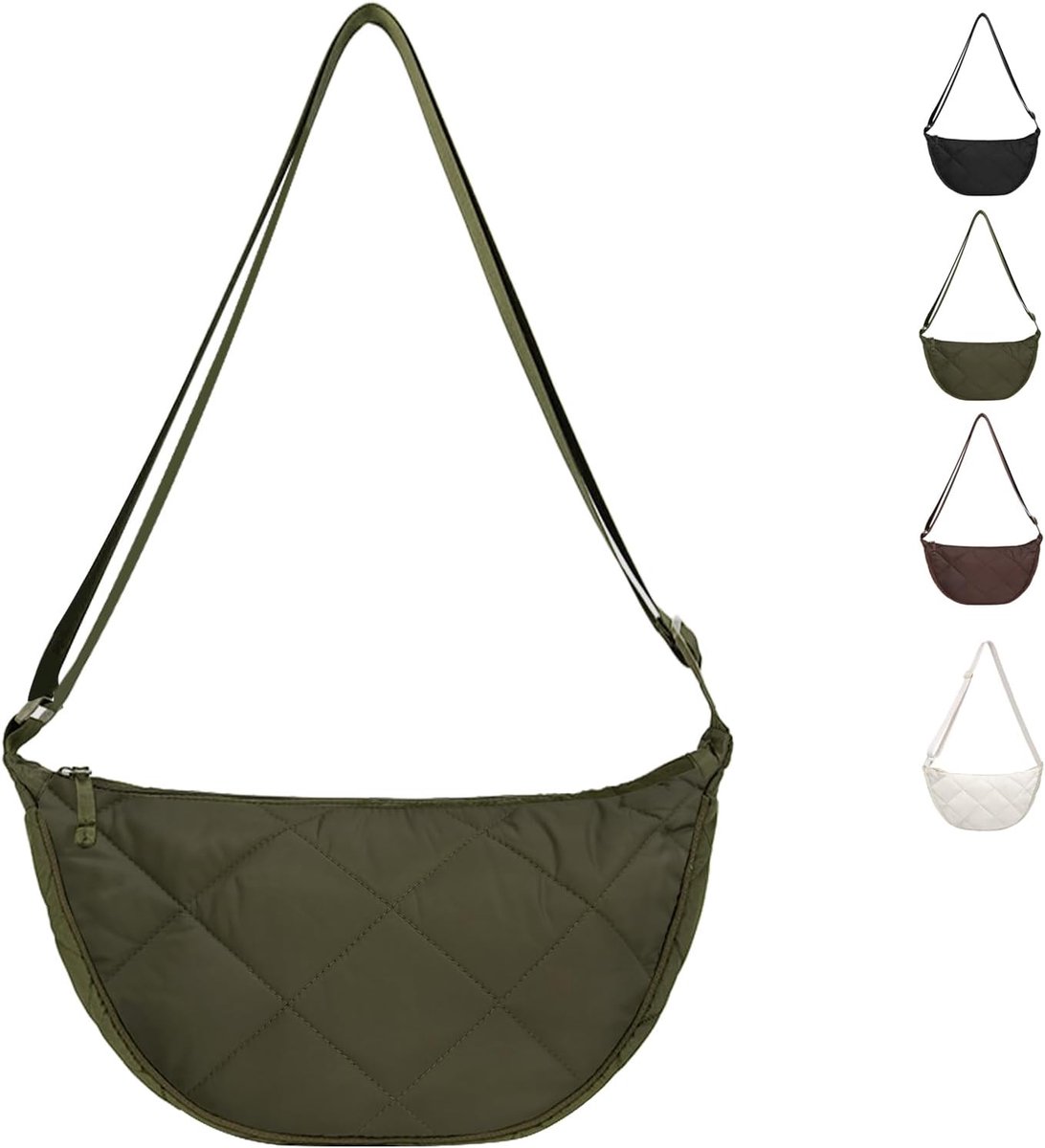 Crossbody schoudertas - nylon halve maan tas - verstelbare riem - ideaal voor onderweg - ShopVlot