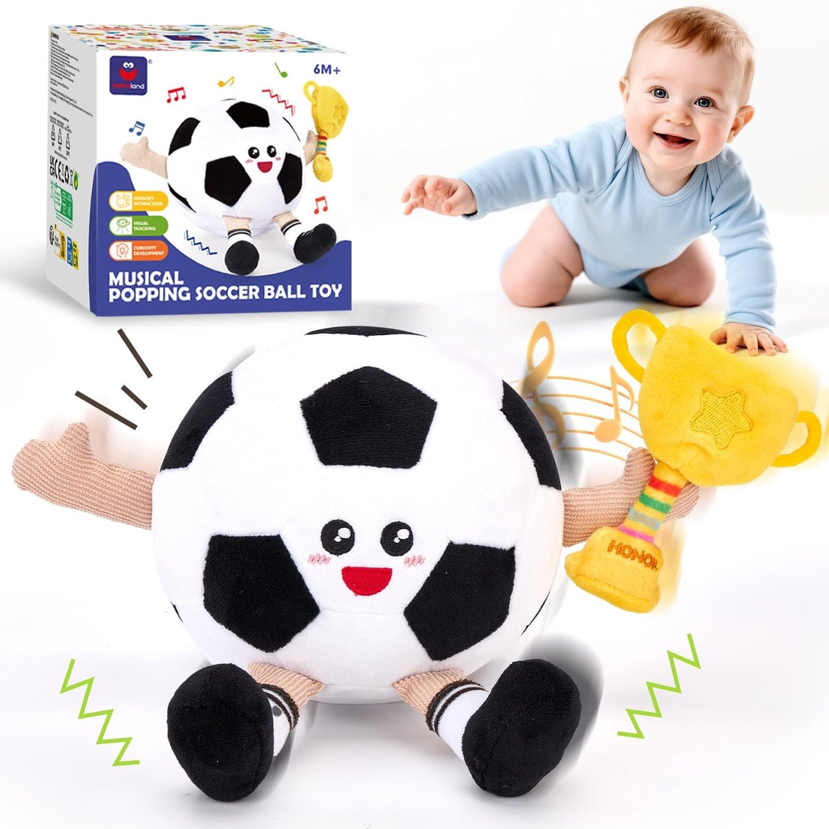 Solidchoice - Plush Voetbal Speelgoed voor Baby's met Muziekfunctie