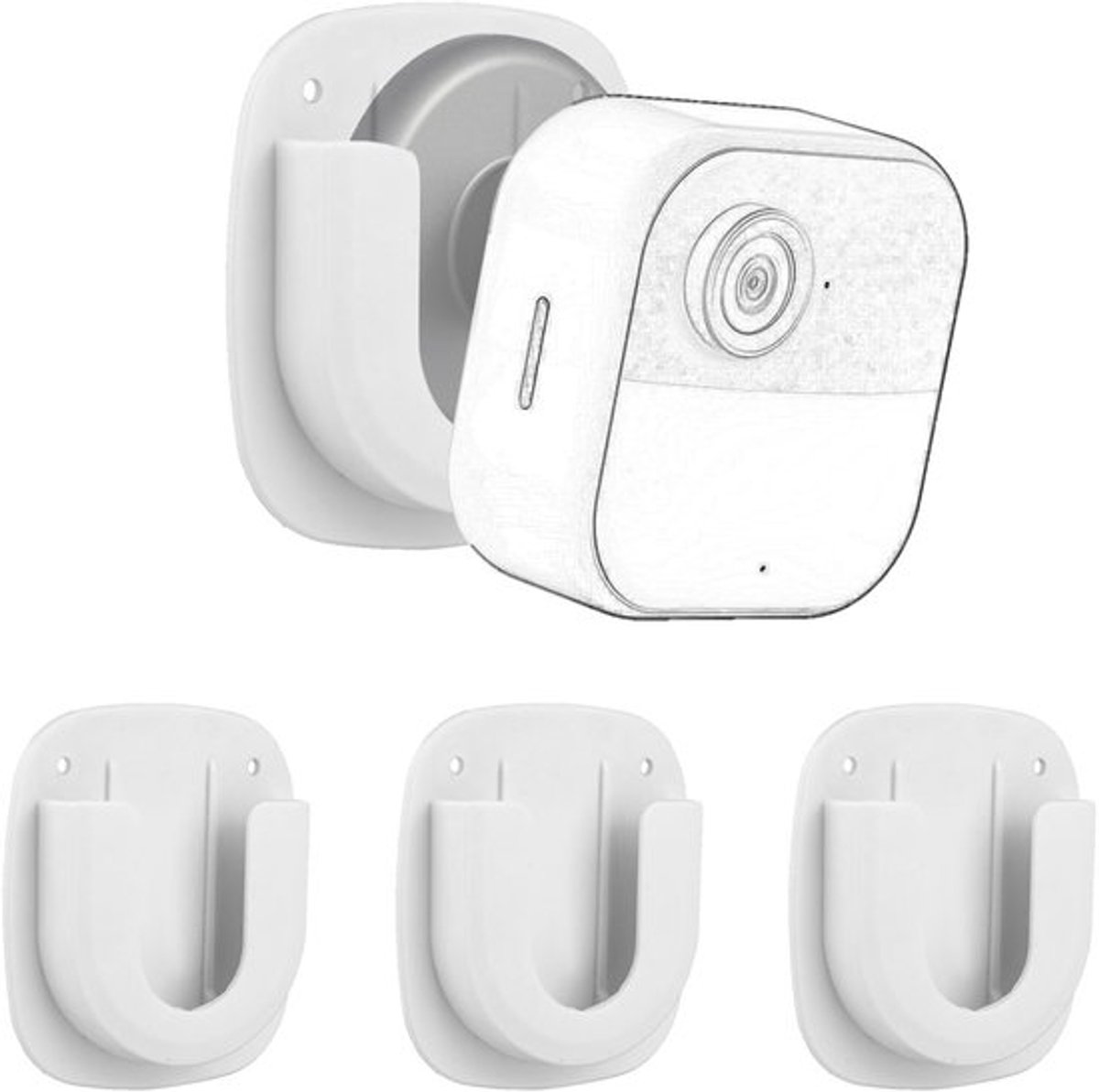 3-delige muurbeugel compatibel met Blink, 2-weg installatie zonder boren, zelfklevende camerabevestiging met expansieplug en schroef