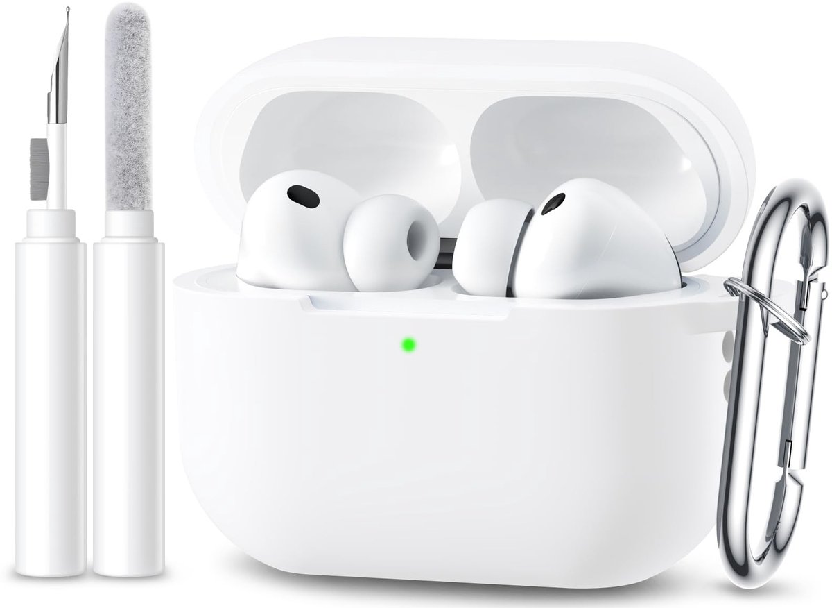 Solidchoice - Shockproof Silicone Hoes voor AirPods Pro 3 met Carabiner en Schoonmaakset