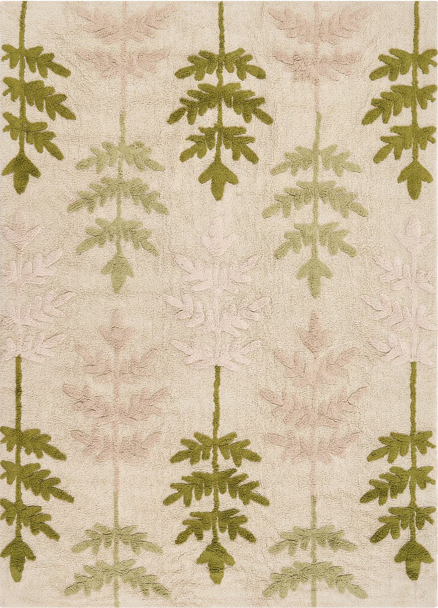 DARMA - Kindervloerkleed - Beige/Groen - 140 x 200 cm - Katoen