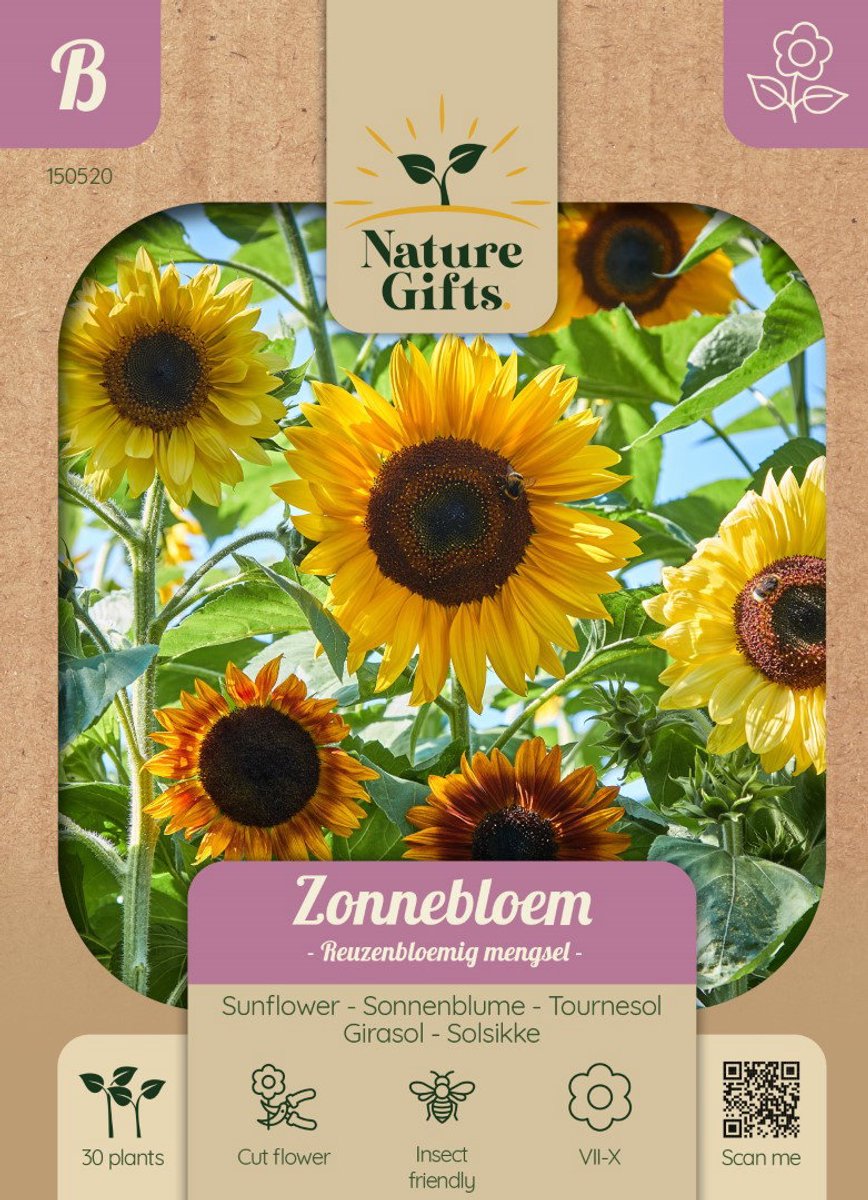 Zonnebloem Reuzenbloemig mengsel bloemenzaad Nature Gifts Baltus