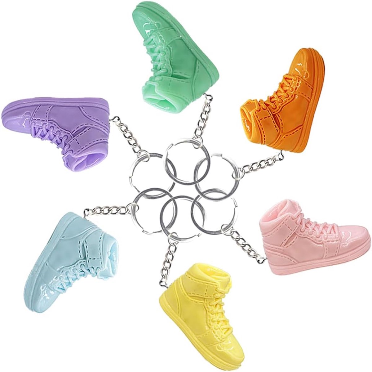 Basketbal sleutelhanger set - 6 delig - mini sleutelhangers - perfect voor basketballiefhebbers - ShopVlot