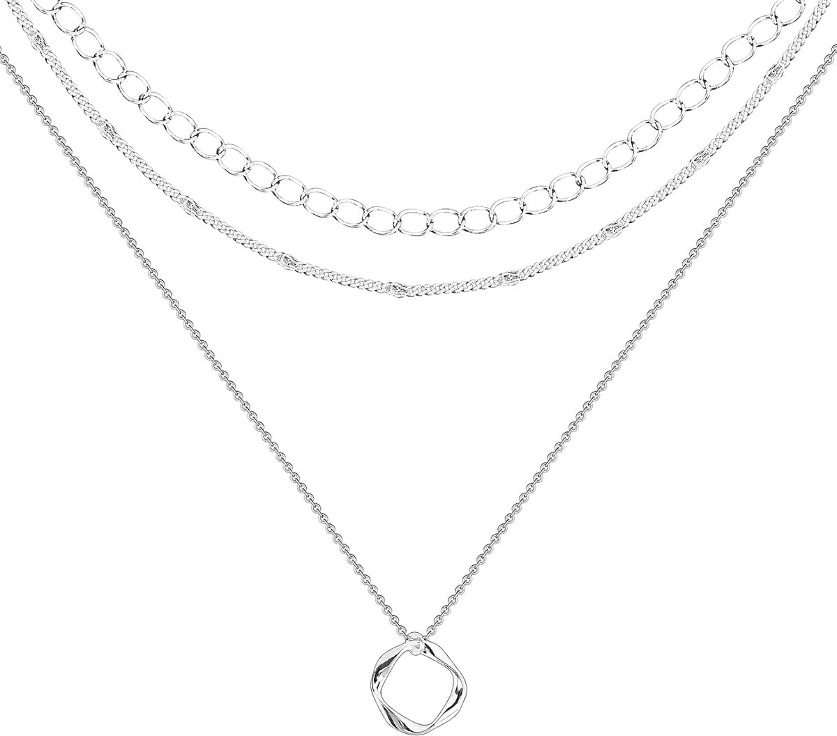 Multi-layer ketting zilver - meerlaags ontwerp - elegant voor vrouwen en meisjes - perfect voor elke gelegenheid - ShopVlot