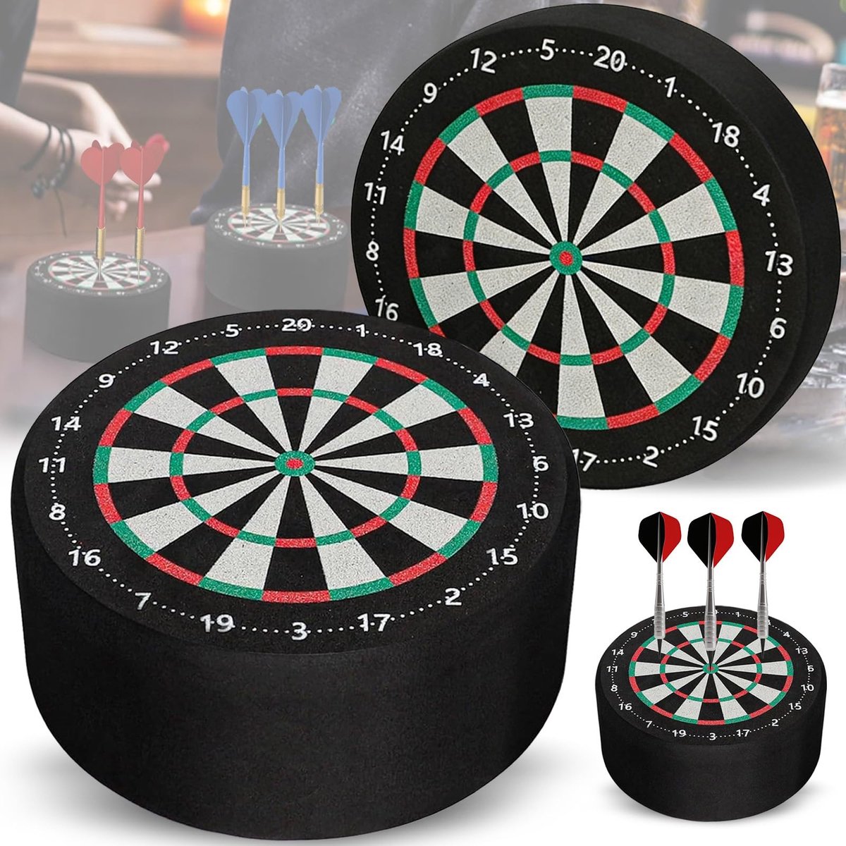 Solidchoice - Mini Dartbord met Houder - Set van 2