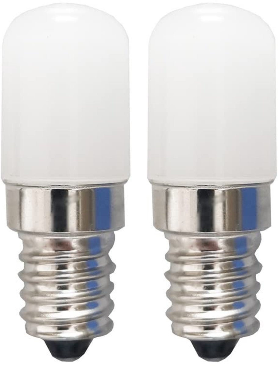 E14 LED lampen voor koelkast - 2 stuks, 2W koudwit 6500K energiezuinige verlichting