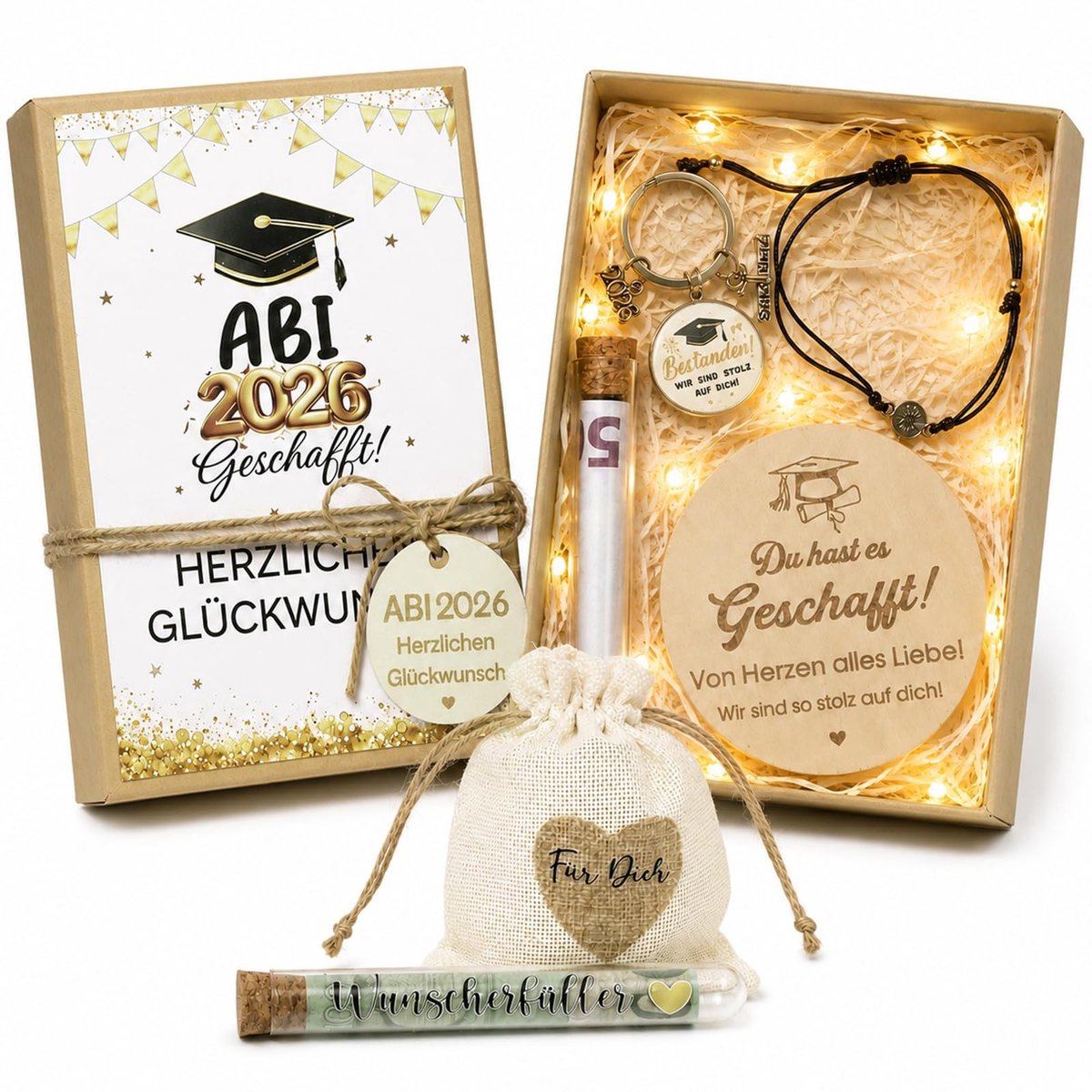 Solidchoice - Decoratieve Geschenkdoos voor Afstuderen met ABI Sleutelhanger