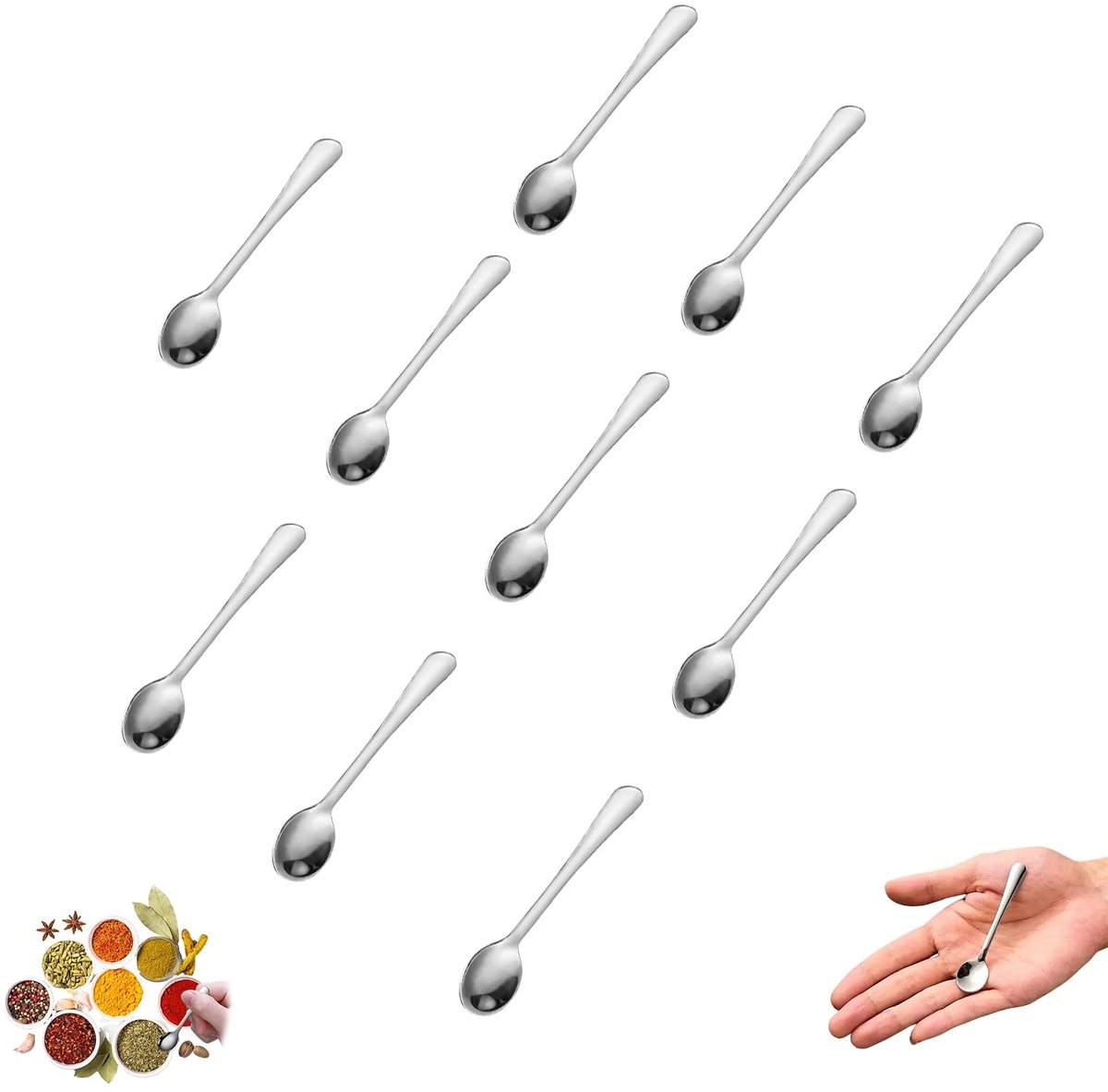 Solidchoice - Set van 10 Mini RVS Theelepels voor Kruid en Honing
