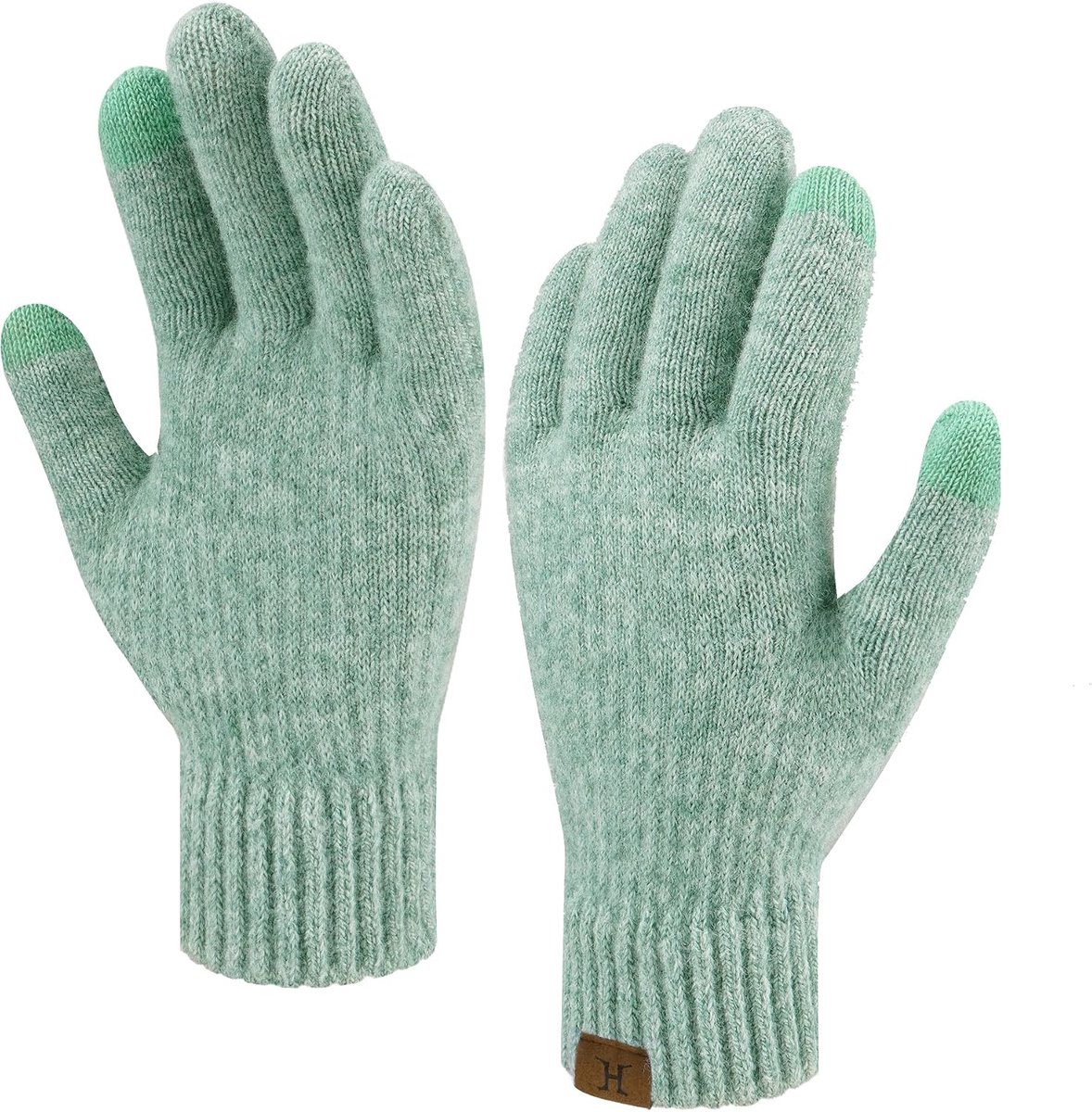 Winterhandschoenen - Thermisch - Groene gebreide stof - Warm en touchscreen vriendelijk - ShopVlot