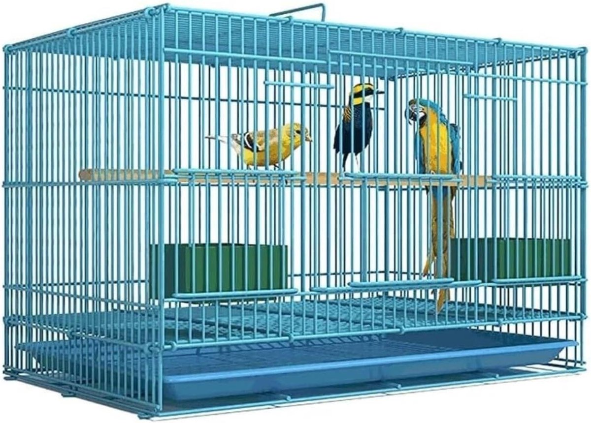 Vogelkooi Vierkant - Volière Binnen - Vogels Houden - Met Rolstandaard - Grote Capaciteit - Blauw
