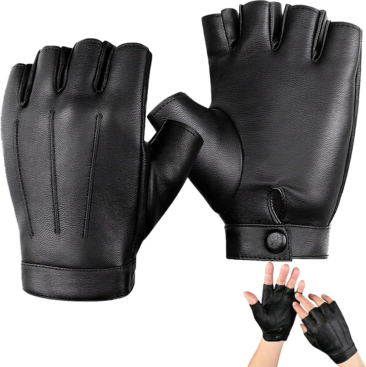 Lichtgewicht lederen outdoor halve vingerloze handschoenen voor heren en dames, praktische leren handschoenen - ShopVlot