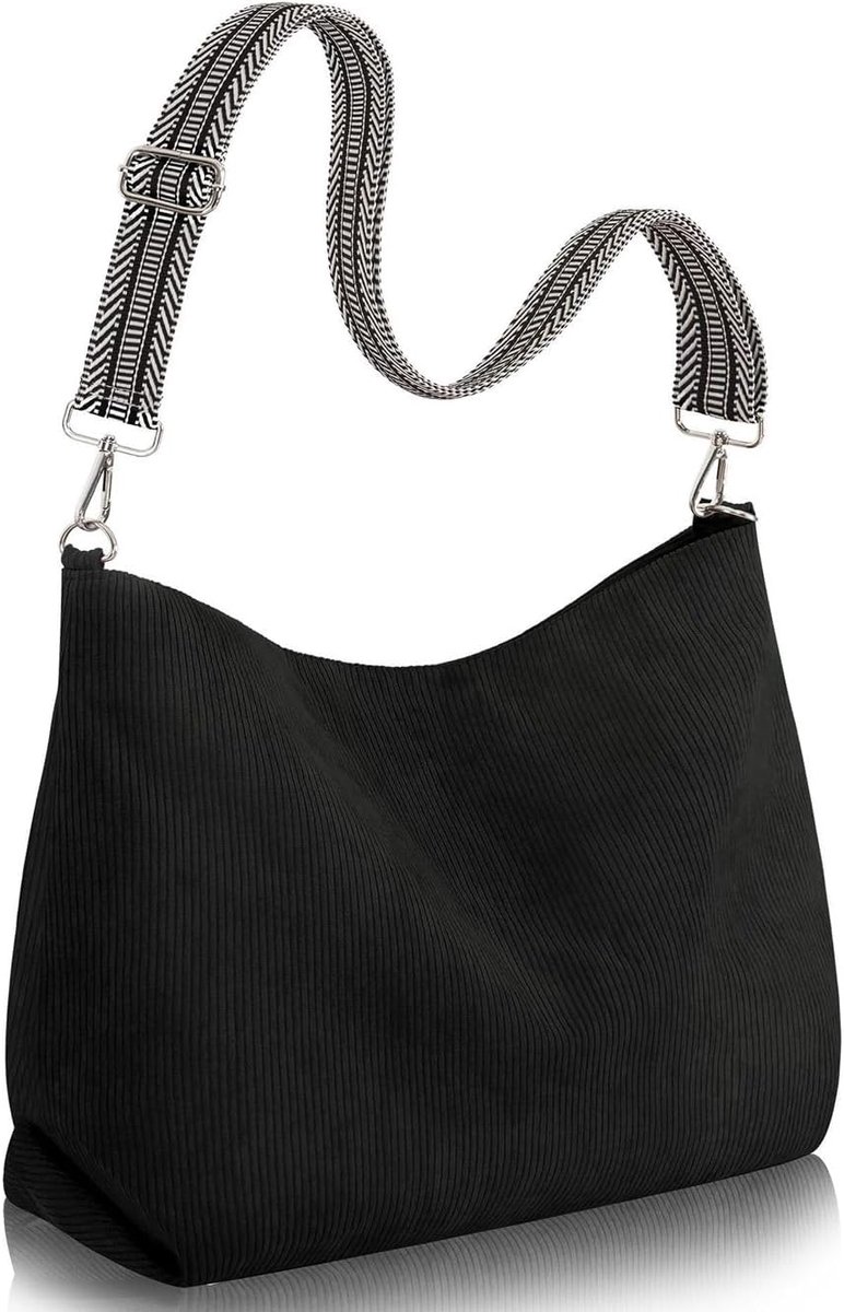 Women's Shopper Bag, Large Corduroy Bag, Tote Bag with Adjustable Shoulder Strap, Casual Shopper Bag for Work, Travel - ShopVlot