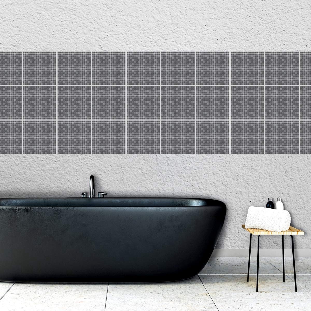 AREDE Pack of 32 Tile Stickers, Deco Tiles, Adhesive for Bathroom, Self-Adhesive Tile Decoration, Brick for Kitchen - ShopVlot