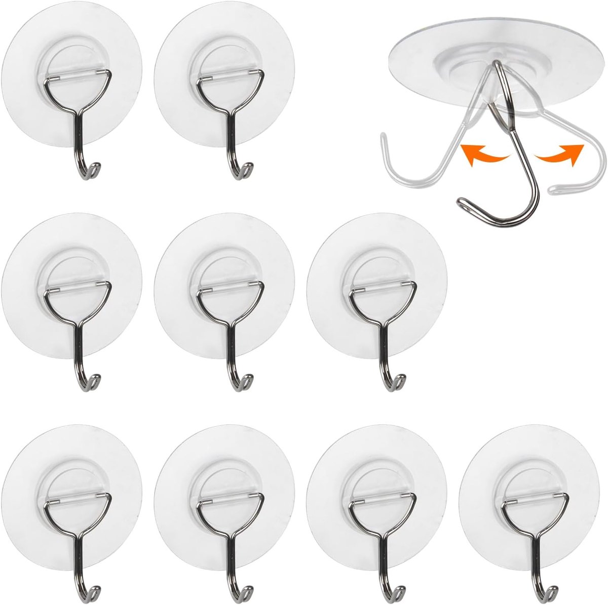 Pack of 10 Adhesive Hooks, Waterproof Adhesive Hooks, Extra Strong Hooks, Wall Hooks Self-Adhesive for Kitchen - ShopVlot