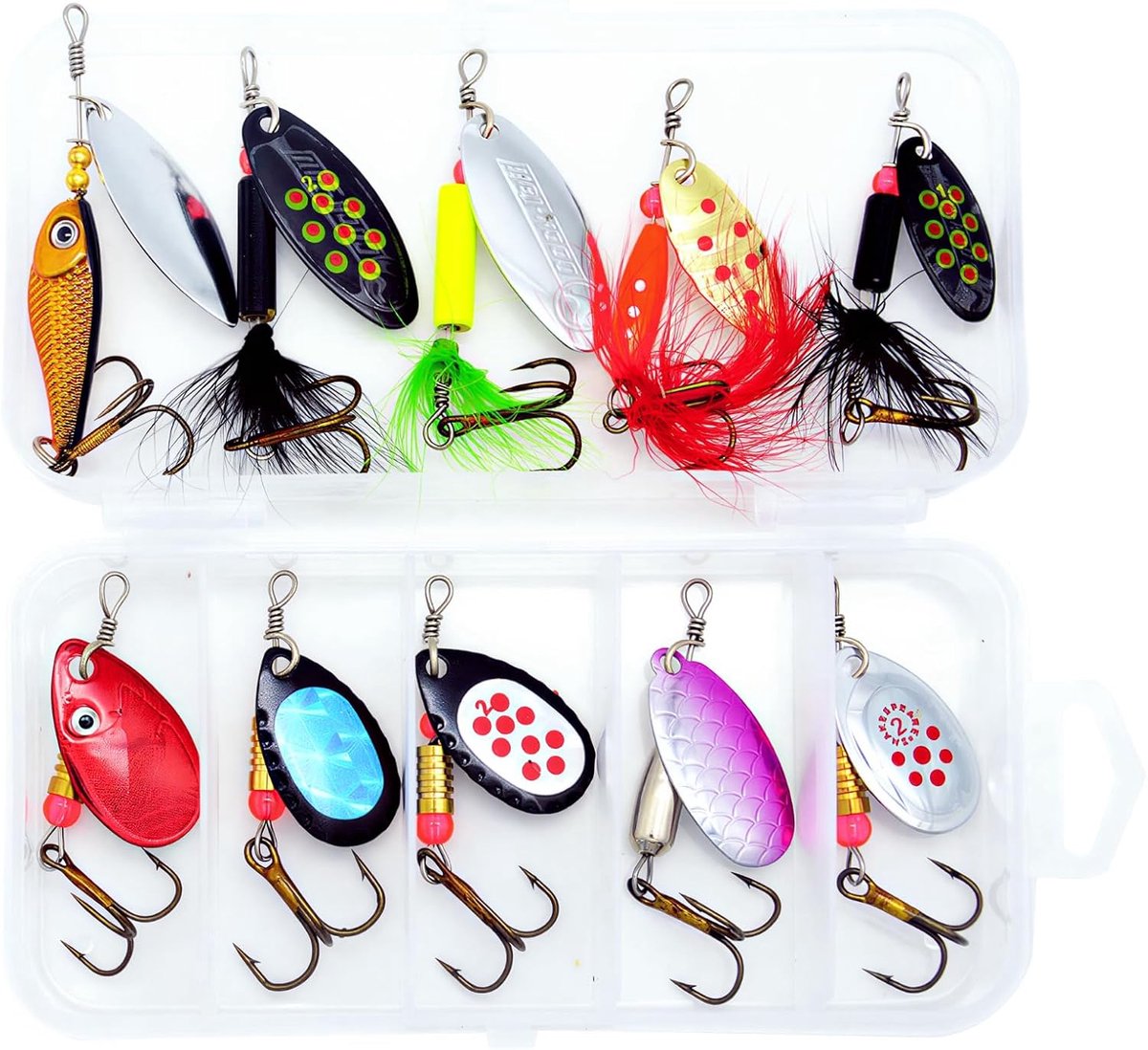 Steinn 10 Pcs Spinning Indicator Spoon Set with Triplets Sequins Lures 3g - ShopVlot