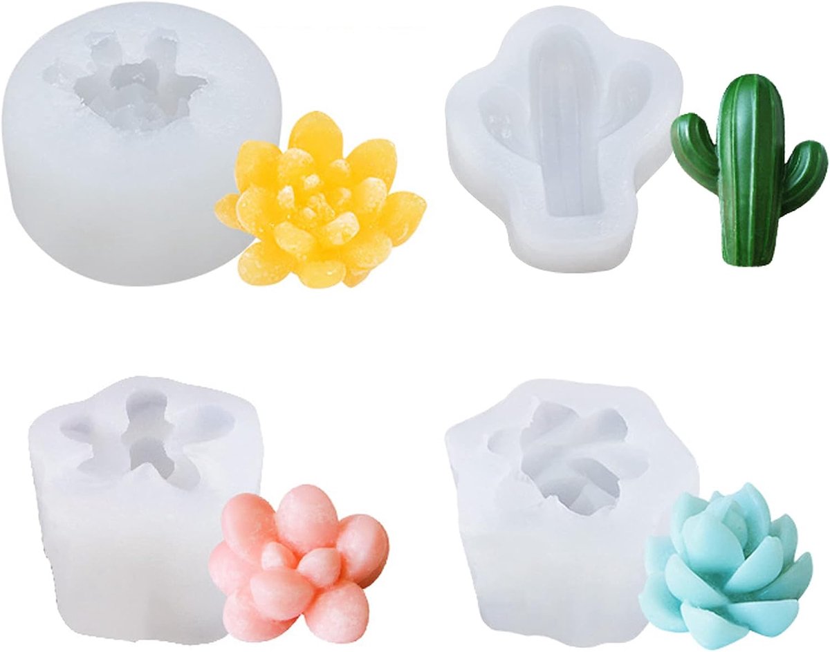 Silicone cake moulds succulenten - 4 stuks - herbruikbaar materiaal - voor prachtige decoraties - ShopVlot