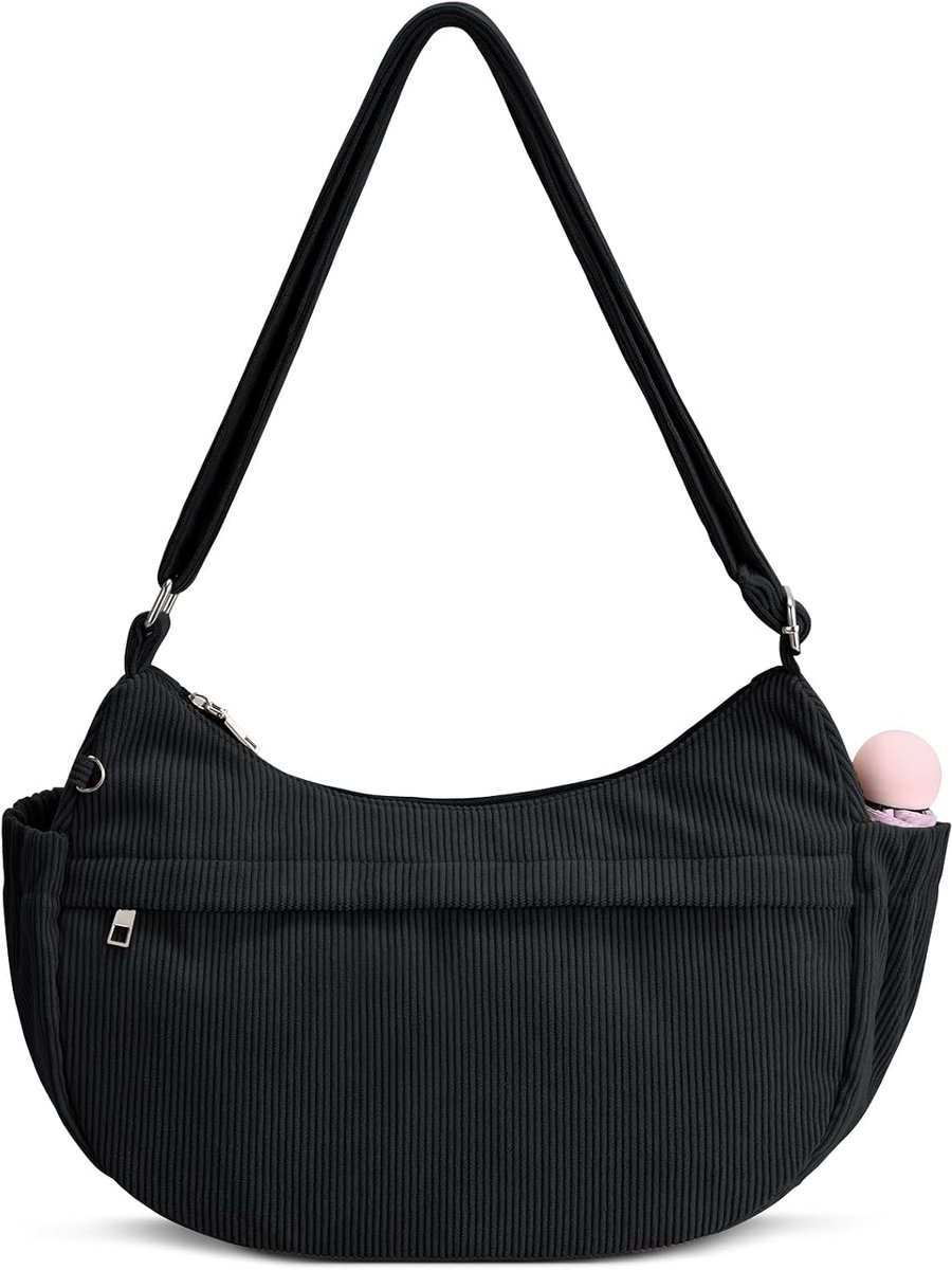 Schoudertas dames middelgroot - corduroy halve maan - praktische crossbody bag - ideaal voor uitstapjes - ShopVlot