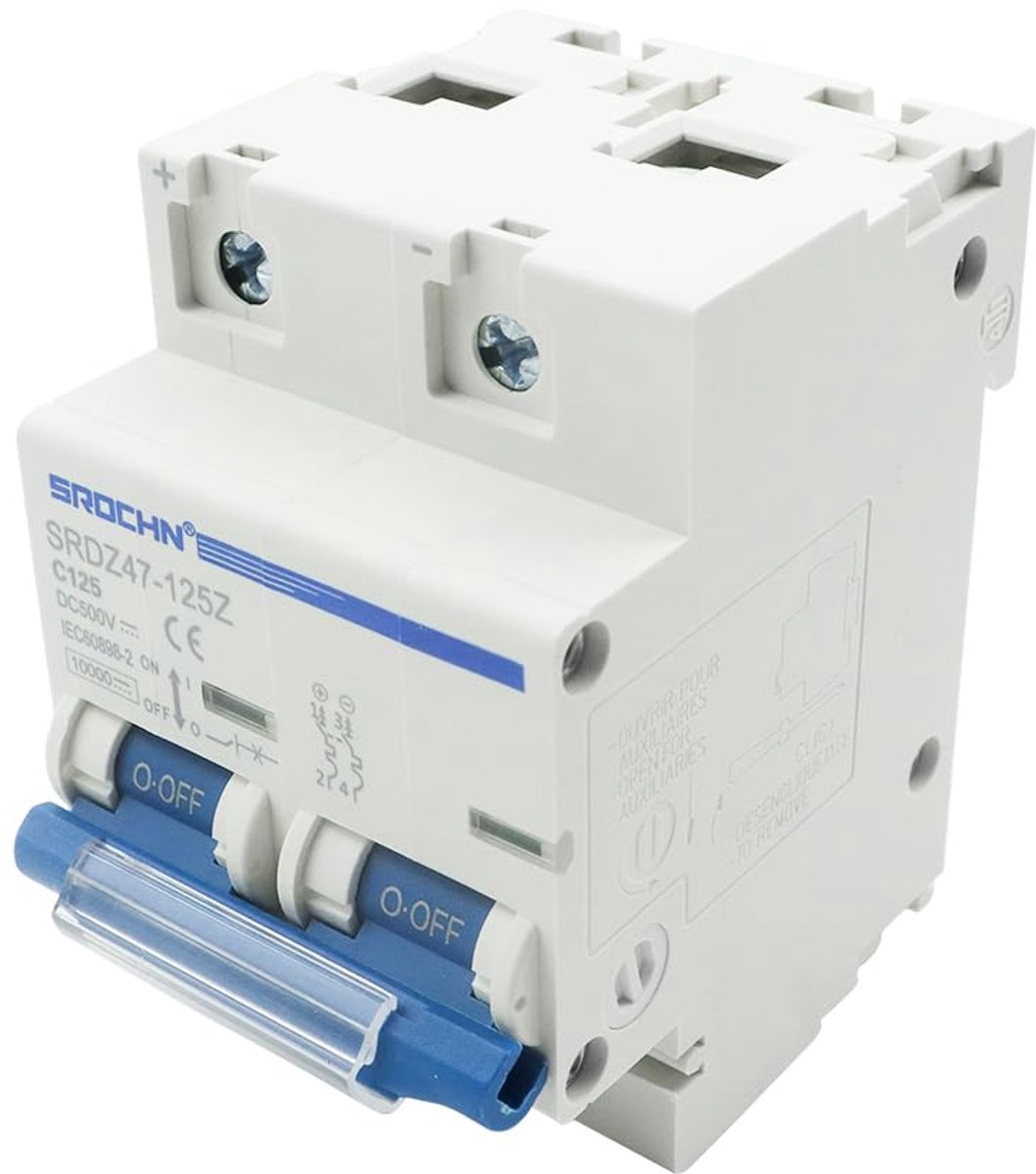 Zonnepaneel schakelaars 2-polig 125A - DC500V - Voorzien van automatische bescherming - Betrouwbare stroomonderbreking - ShopVlot
