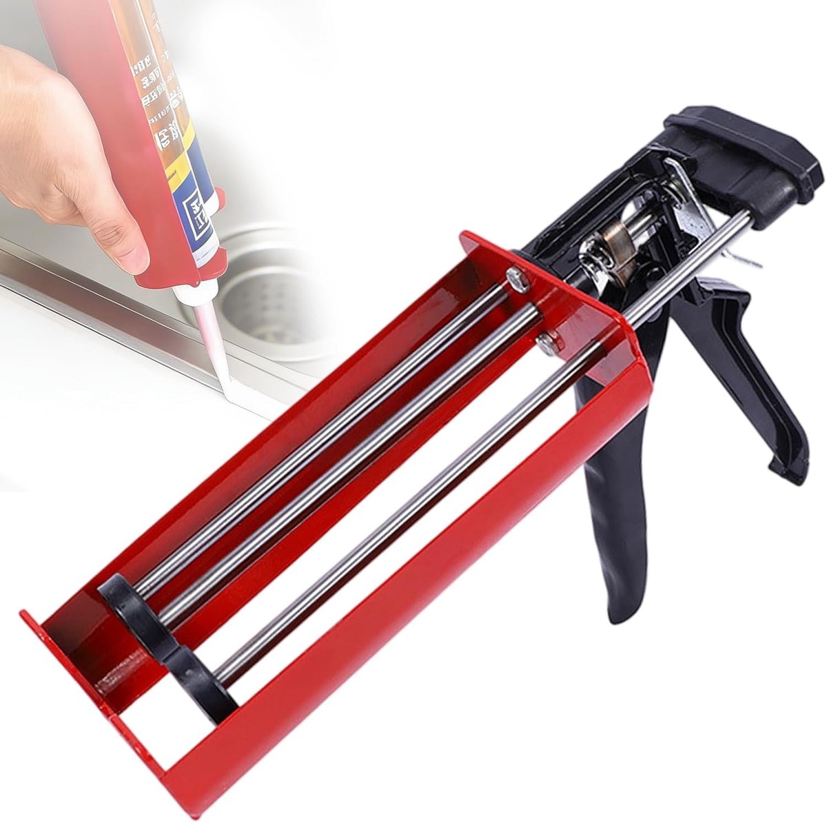 Dubbel cartridgepistool 110 x 330 mm - twee-componentenmengpistool - lichtgewicht en robuust - ideaal voor afdichten - ShopVlot