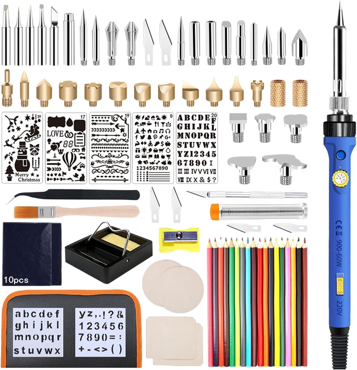 Fire Painting Set 89-delig - Hitte-instelbaar 200-896 °F - Soldering tips met krijtjes - Perfect voor hout en leer - ShopVlot