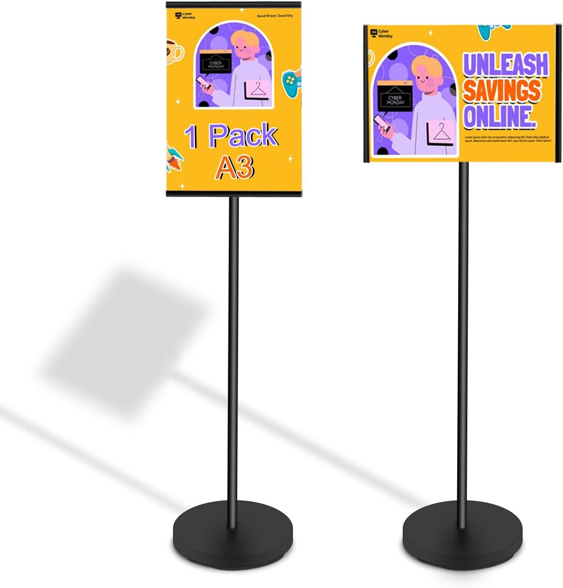 Info stand A3 - Posterhouder - Stabiele voet - Perfect voor evenementen - ShopVlot