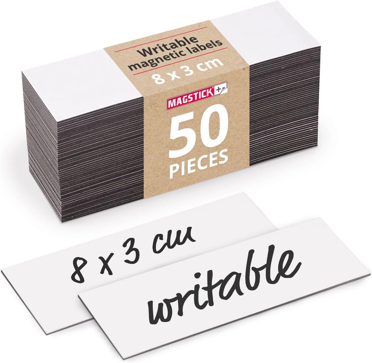 magnetische labels 10 x 3 cm - witte folie - beschrijfbaar - ideaal voor organisatie - ShopVlot