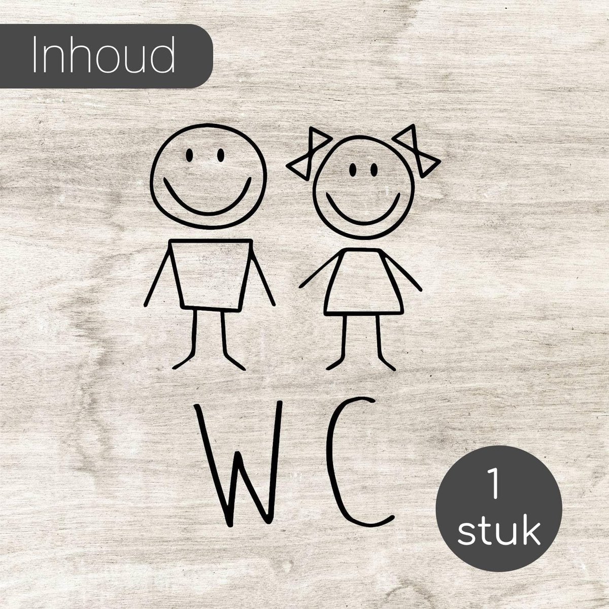 WC deur sticker zwart meisje jongen 18x24cm - zelfklevend folie - weerbestendig - ideaal voor toilet - ShopVlot