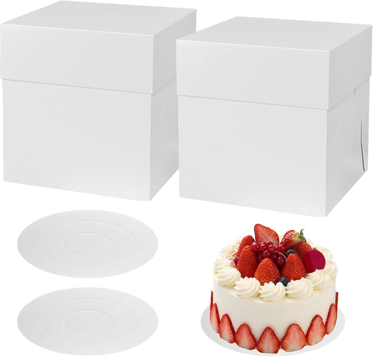 Cakebox 2pcs 12"x12"x12" - Karton - Wit - Perfect voor cupcakes en gebak - ShopVlot