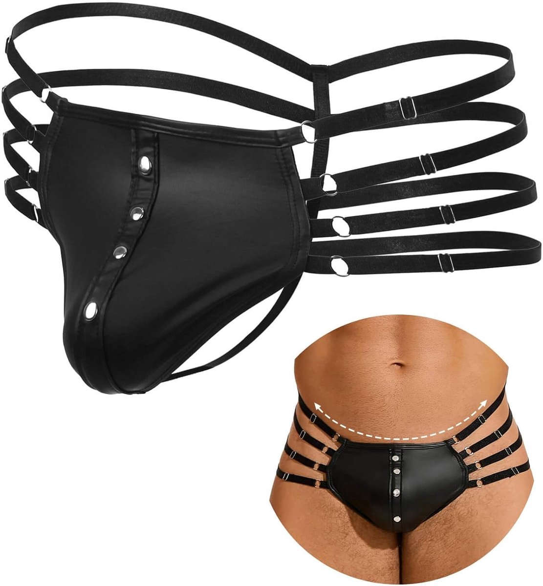 heren ondergoed lage taille - plus size string briefs - stretchy zwart - ideaal voor comfort - ShopVlot