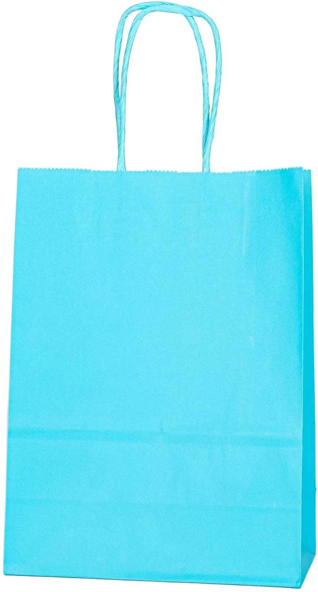 Papieren Draagtas - 60 Stuks -Sky Blue- 16x22x8cm - Papieren Tasjes - Kraft Tas - Tassen - Cadeau Tas - Hoogwaardig Kraft Papier - Eco-vriendelijk - Ideaal voor Geschenken - Lasentopack