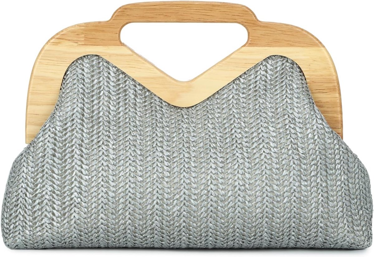 Geweven stro clutch voor dames - rotan tas - afneembare kettingriem - perfect voor bruiloften - ShopVlot