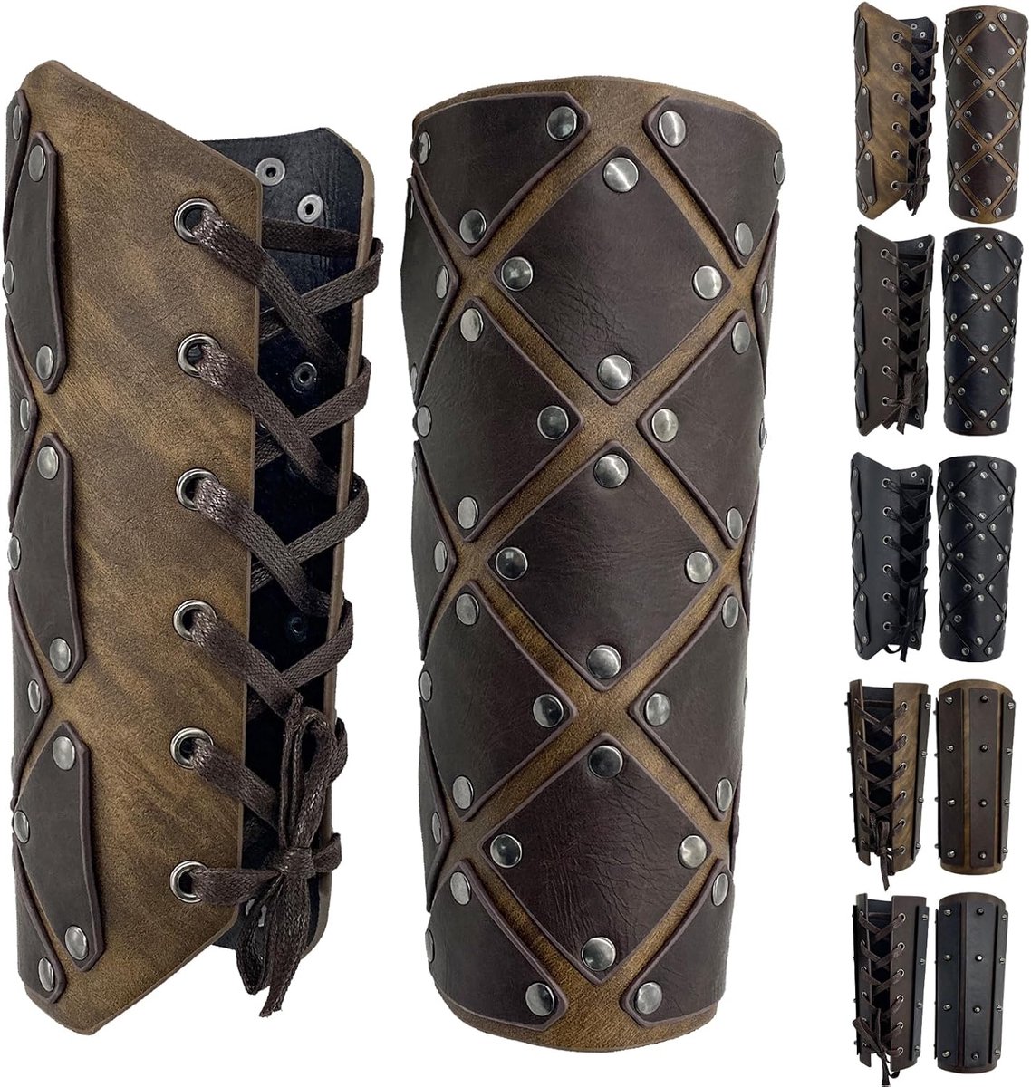 Middeleeuwse armleuningen - retro faux leren armbeschermers - mercenary handschoen - ideaal voor LARP - ShopVlot